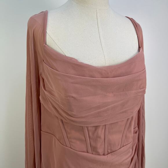 AZAZIE CHARISSA Cedar Rose Sheath Corset Pleated Mesh Stretch Dress - Picture 4 of 9